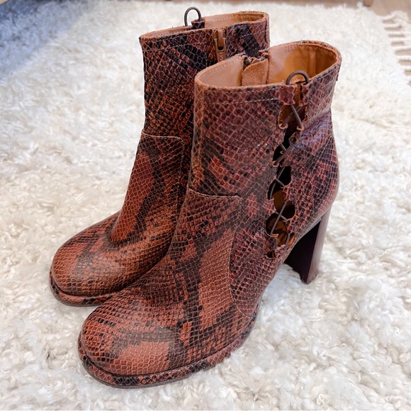 Free People Snakeskin Marietta Heeled Booties - Picture 4 of 10